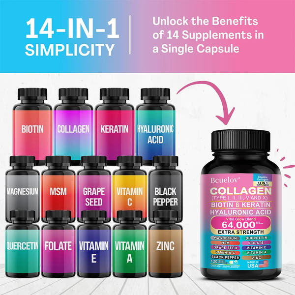 Collagen + Biotin + Keratin + Hyaluronic Acid - 4 in 1 Beauty Supplement